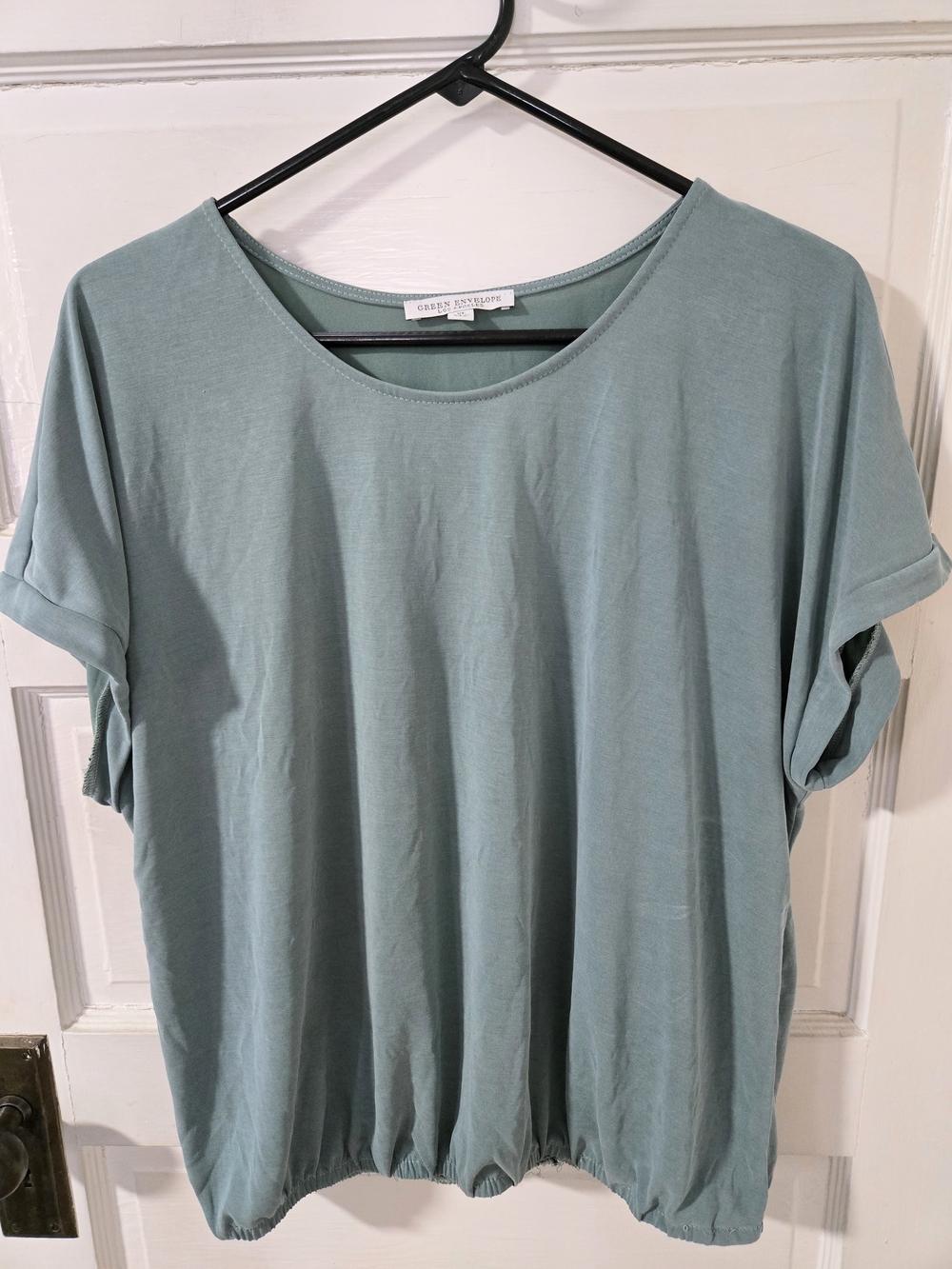 Green Envelope Sage Short Sleeve Scoop Neck Tee